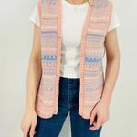 vintage oversized baby pink pastel button down cardigan sweater vest size s Size L Photo 0