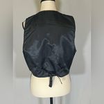 MIDWEST TRADERS Vtg Leather Vest With Sherpa Trim Green Size L Photo 2