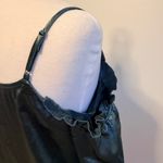 Belle Sky  Green Satin Cold Shoulder Top Sz Med Cuff Sleeves Whimsigoth Witchcore Photo 1