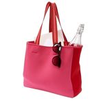 Summersalt Neoprene Beach Tote Hibiscus Lava Colorblock Pink Red Large Bag Photo 0