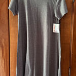 LuLaRoe  Carly Swing Dress Womens Med Gray Grey White Pin Stripe Cotton Blend New Photo 0
