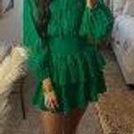 Lush Clothing Green Tiered Skirt Mini Dress Photo 1