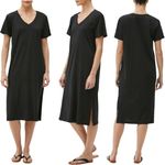 Michael Stars Sandra V-Neck T-Shirt Midi Dress Women's Small Black Casual Travel Photo 1