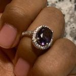 Australian Crystal Oval Stone Ring Dipped In White Gold! Brand New! So Pretty And sparkly!! Purple Stone!! Photo 4
