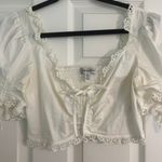 Urban Outfitters White Puff Sleeve Crop Top Photo 0