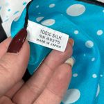 Vintage Turquoise Polka Dot Silk Square Scarf Blue White Black Unique Pattern Photo 3