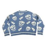 SheIn Baby Blue Skull and Poison Bottle V-Neck Sweater. Size S Photo 1