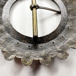 Bronze Tone Rhinestone Bling Faux Cabochon Round Belt Buckle Gold Photo 2