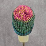Green Pink Crochet Knit Bucket Cap Hat Fun Vintage Y2K Funky Beanie Photo 3