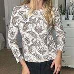 st. john's bay  cream and brown paisley print long sleeve top Photo 1
