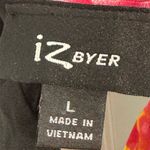 Iz Byer Halter Top L Black Pink Rose Floral Smocked Hem Y2K Coquette Blouse Photo 5