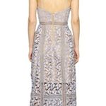 Self Portrait Arabella Lace V Neck Midi Dress Smoked Lilac & Nude Tan Size 4 Photo 1