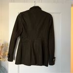 EXPRESS Khaki Olive Green Wool Blend Funnel Neck Peacoat Jacket Size XSmall EUC Photo 5