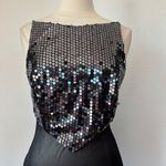 Vintage 90s Grey & Silver Backless Sequin Full Length Formal Prom Dress Gray Size 10 Photo 4