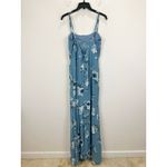 Lulus NEW  Feeling Elegant Slate Blue Floral Print Lace Up Slit Maxi Dress Medium Photo 9