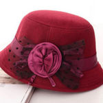 Cute Red Bucket Hat with Rose Flower &‎ Bow Photo 0