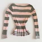 Vintage Y2K 90s Lei Women's Sweater Fitted Pink Gray Striped 2000s Preppy XL Photo 6