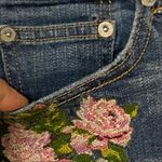 American Eagle  floral rose embroidered raw hem stretch denim jean shorts‎ size 4 Photo 6