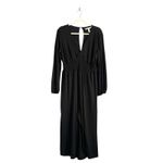 Anthropologie Anthro Hutch Black Long Sleeve Jumpsuit M Smocked Waist Wide Leg Dressy Outfit Photo 2