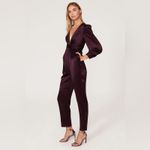 Mac Duggal IEENA by dark purple plum satin plunge neckline jumpsuit 4 Photo 2