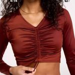 CALIA Long Sleeve Ruched Swim Rash Guard Top Red Brown Shine Size XXL Photo 0