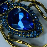 Large Beetle Bug Jewelry Pin Brooch Pendant Faceted Shades of Blue Rhinestones Photo 15