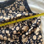 Talbots Navy/ Tan Sleeveless Lined Dress Floral Design Zip Back Size 14 Photo 2