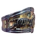 EUC VTG Tiger Clamper Bracelet Massive 1980s Bracelet Clamper Bangle Bracelet Gold Photo 2