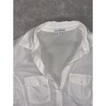 James Perse Standard  Contrast Ribbed Panel Cotton Button Down Top White 3 Photo 4