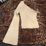 ASOS Used and Worn Cream Ribbed Off The Shoulder Long Top Photo 5