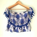 Parisian  Collection Blue Fringe Off Shoulder Tassle Short Cropped Set 8-10 Photo 5