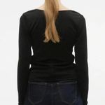 VERO MODA NWT AWARE Black City Chic Rouched Long Sleeve V Neck Blouse Women’s XL Photo 3