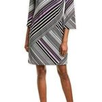 Trina Turk  Merry Striped Shift Dress Retro Mod GoGo 60s‎ Disco 3/4 Sleeve Size S Photo 0