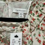 Topshop vintage floral ruffle lattice front mini dress in multi size 8 Photo 4