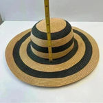 Large Floppy Folding Wide Brim Stripe Cap Sun Straw Summer Beach‎ Women’s Hat Tan Photo 4