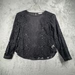 Rebecca Taylor Blouse Black Lace Sheer Top Medium Gothic Dark Romantic Feminine Photo 1
