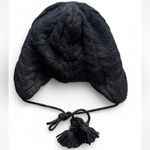 J.Crew  Black Cable Knit Pom Pom  beanie Photo 1