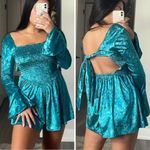Free People NEW Free People Bali Tightrope Romper In Turquoise Combo, M Photo 3