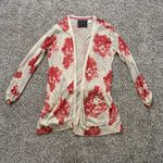 Anthropologie Guinevere cream & pink floral knit open front cardigan sweater, S Photo 5