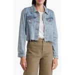 T Tahari Raw Edge Denim Jacket Size Medium Photo 6