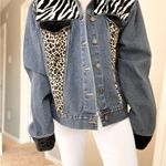 Vintage Mixed Animal Print Jean Jacket Blue Size XL Photo 9