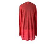 Chico's  Orange and White Watercolor Print Cardigan 2 12 L Large Photo 3