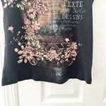 Jamee J Vintage USA Y2K Black Grand Ale Dark Romantic Baby Tee Top Large French Photo 4