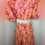 Gibson Latimer Gibson & Latimer Tropical Pink & Orange Puff Sleeve Maxi Dress Size XL Photo 12
