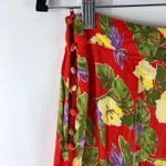 Urban Outfitters Womens Crop Pants Wide Leg Floral Colorful Buttons Red Yellow 6 Photo 2