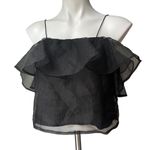 Free Press  Black Tulle Flouncy Crop Top, Sz M Photo 4