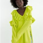 ZARA Ruffle Tunic Sweater M/L Green Photo 9
