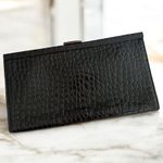 Banana Republic  Black Leather Embossed Envelope Clutch Photo 0