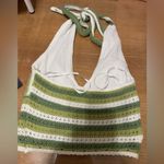 Hollister  Green and White Crochet Halter Top Size XS NWT Photo 4