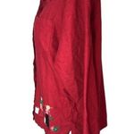 Allyson Whitmore Linen Blend Embroidered Details Button Down Long Sleeve Shirt Red Size L Photo 1